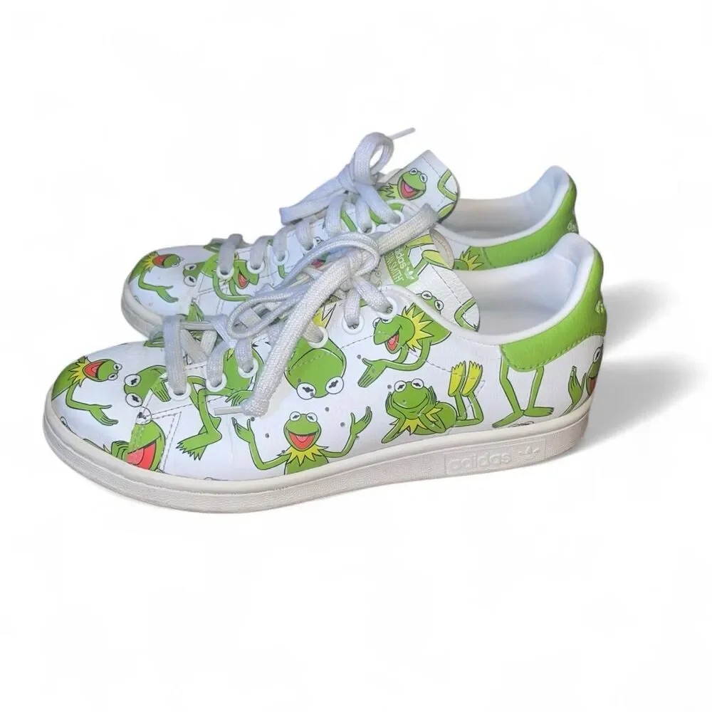 Rare Adidas Women's Green and White Stan Smith Kermit the Frog Sneakers SZ 7